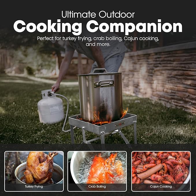 GasOne Stainless Steel Outdoor Propane Burner ??High Pressure Camp Stove with Adjustable Regulator