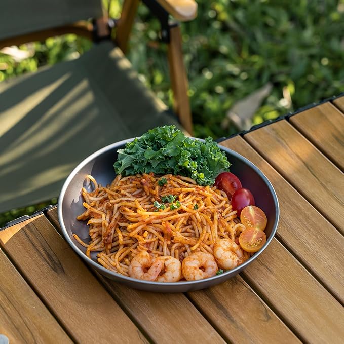 Boundless Voyage Titanium Camping Plate Dishes Saucer Lightweight Round Dinnerware Set Stackable