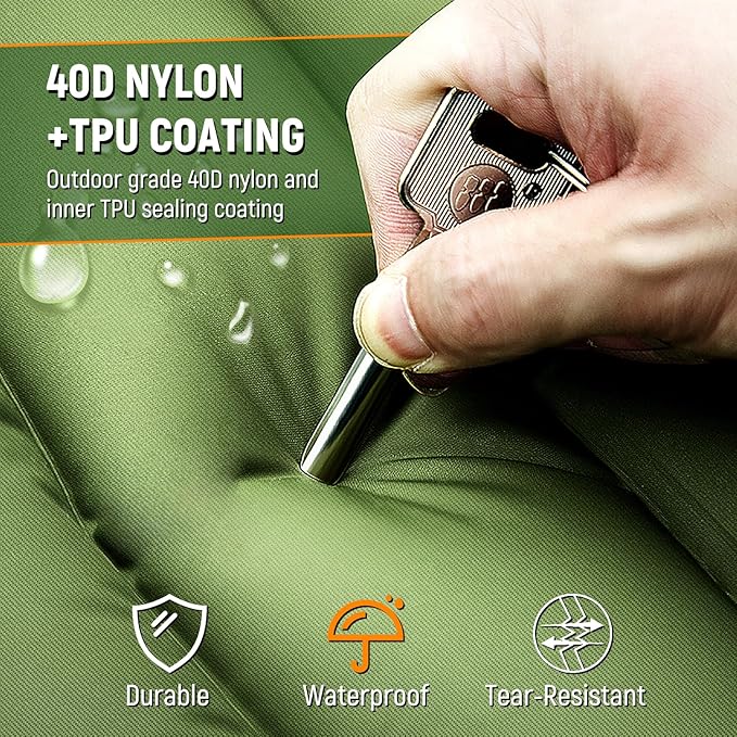 Camping Sleeping Pad, Thick 5 Inch Camping Mat with Pillow Built-in Foot Pump Ultralight Inflatable