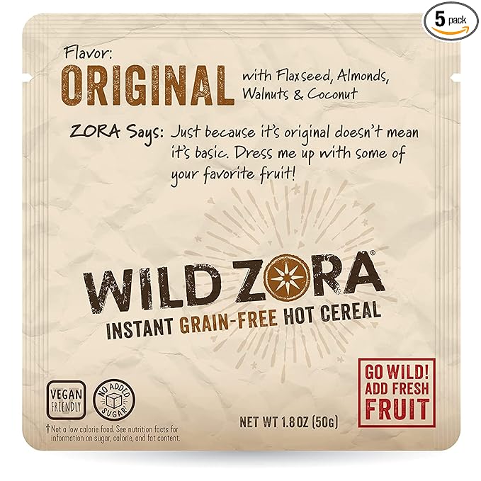 Wild Zora Instant Grain-Free Hot Cereal - Tasty Paleo Friendly Cereals, Instant Hot Meal, Breakfast
