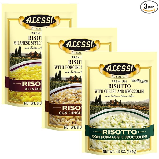 Alessi Autentico, Premium Seasoned Risotto, Italian Arborio Rice, Easy to Prepare, 8oz (Variety