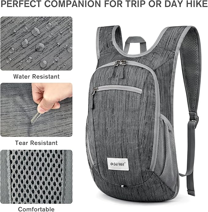 G4Free 10L/15L Hiking Backpack Lightweight Packable Hiking Daypack Small Travel Outdoor Foldable