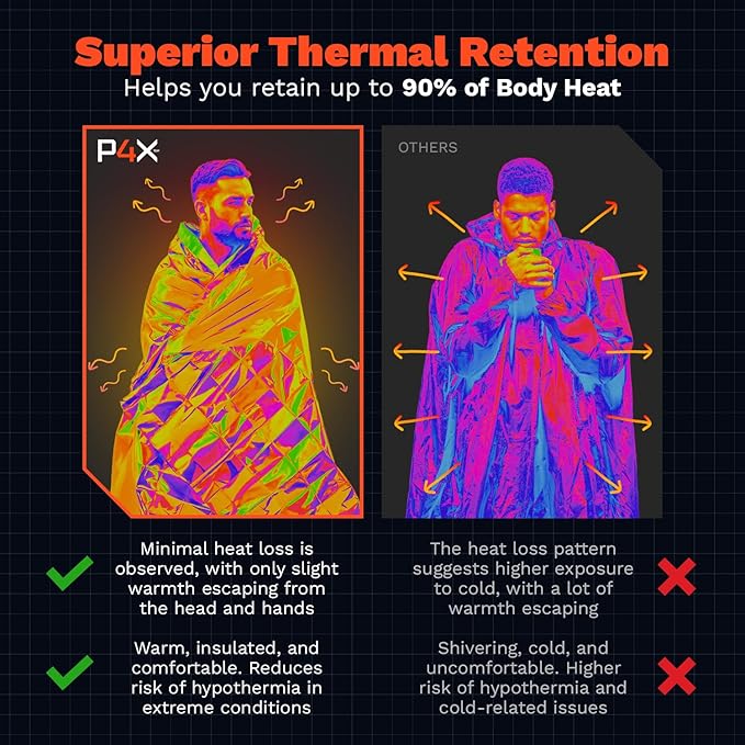 PREPARED4X Mylar Blankets 8 Pack - Waterproof Emergency Blanket - Rip and Tear Resistant