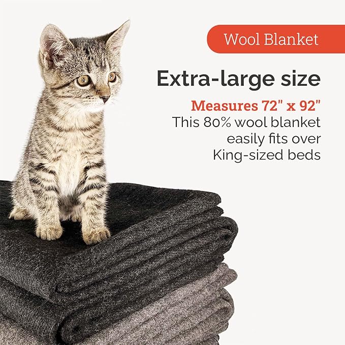 EPG Extra Large Wool Blanket with Zippered Bag | Warm, Comfortable, Stylish, Military | XL