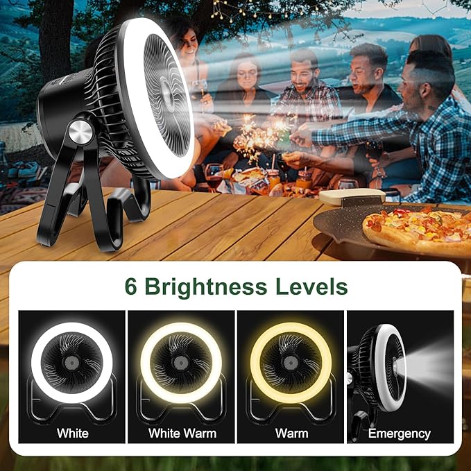 Portable Rechargeable Camping Fan with LED Lantern-40Hrs, Battery Operated Oscillating Fan with