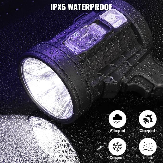 Rechargeable Spotlight Flashlight, 99,000 Lumens Spot Light Handheld Spot Lights, LED Spotlights