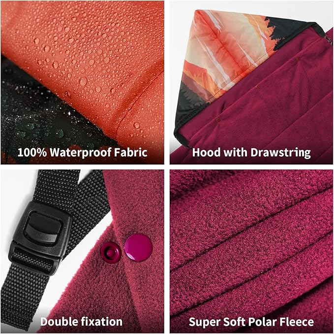 Waterproof Stadium Blanket, Fleece Camping Blanket Wearable Soft Warm Camp Blanket for Outdoor