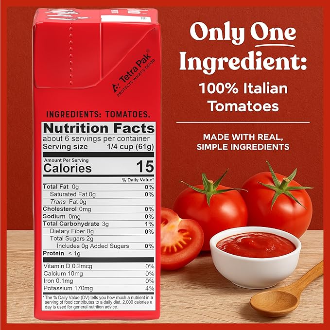 Pomì Chopped Tomatoes 13.8oz (Pack of 12) - Italian Chopped Tomato Made from All Natural 100% Fresh