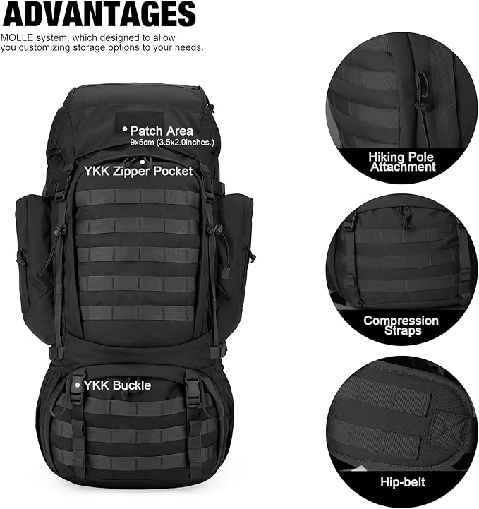 Mardingtop 60L Military Internal Frame Backpack for Hiking,Camping,Hunting,Rucksack Backpack with