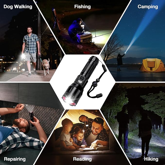 Rechargeable Flashlights High Lumens 990,000L (2Packs), Super Bright LED Handheld Tactical Flash