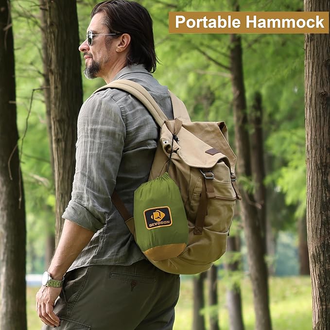 Camping Hammock with Net,Portable Lightweight Double Hammocks with Tree Straps and Solid D-Shape