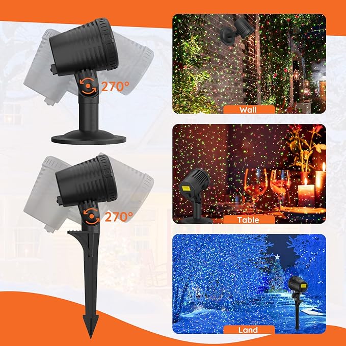 Christmas Projector Lights Outdoor, Christmas Light Projector with Remote, Moving Outdoor Holiday