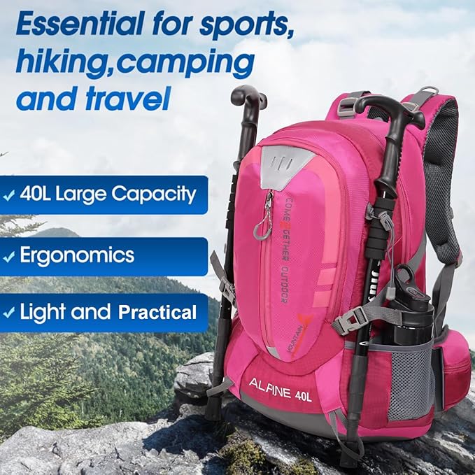 Hiking Backpack Camping 40L Outdoor Daypack Lightweight Travel Backpack with Rain Cover for Women