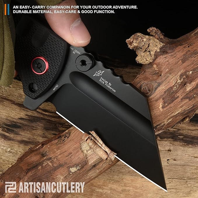 ARTISANCUTLERY Tactical Knife Proponent Normal Size(1820P) D2 Steel Black PVD Blade, Folding Pocket