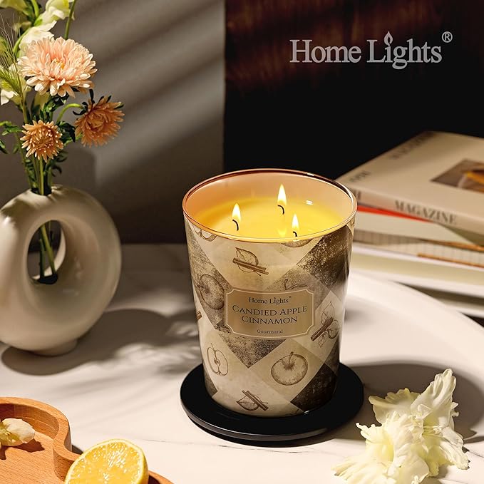 HomeLights 3-Wick Candles for Home Scented - 34oz Soy Wax Blend Candle Long-Lasting Fragrance