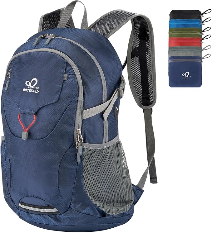 WATERFLY Lightweight Packable Hiking Backpack: 30L Foldable Travel Daypack Ultralight Camping Day