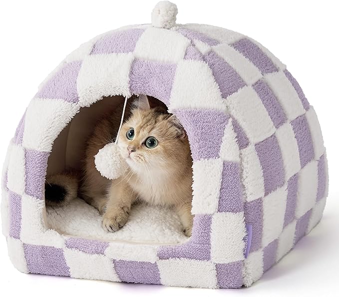 Lesure Cute Cat Beds for Indoor Cats - 2 in 1 Cat Cave Bed for Kittens and Small Pets with