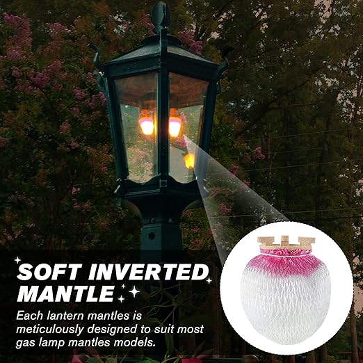 6 Pcs Gas Lamp Mantles with 179B Porcelain Attachment Ring, Soft Inverted Mantle, Lantern Mantles