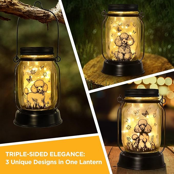 Poodle Gifts for Women/Men, Poodle Solar Lanterns Dog Mom Birthday, Dog Lovers Lantern, Pet Loss