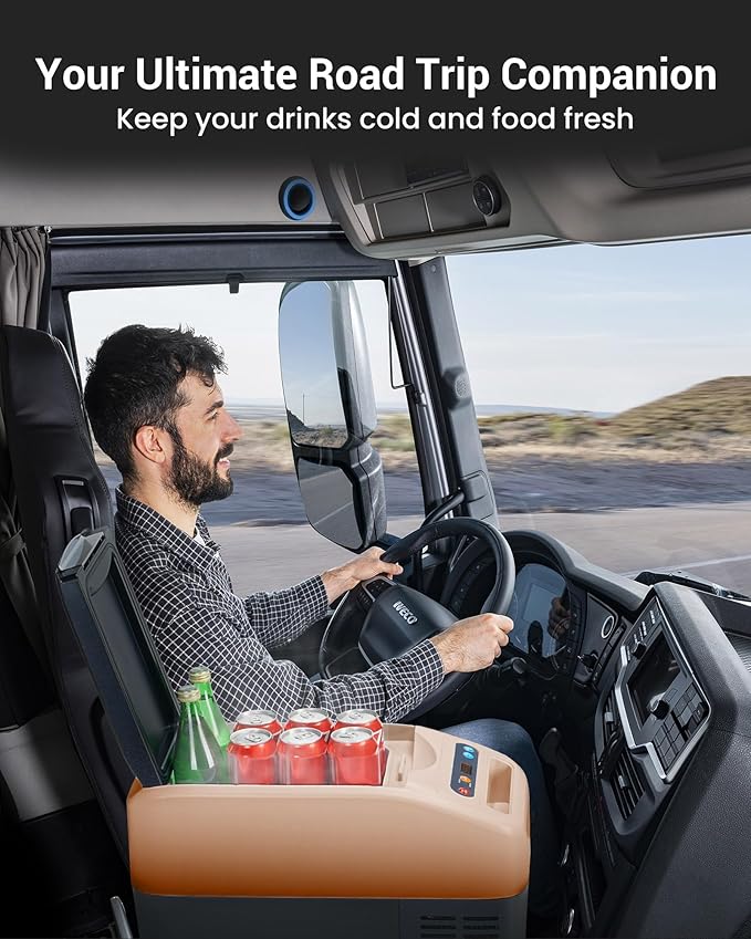 Car Refrigerator, 12 Volt Refrigerator, Slim Design, 0℉~50℉ Portable Freezer Car Fridge, 17