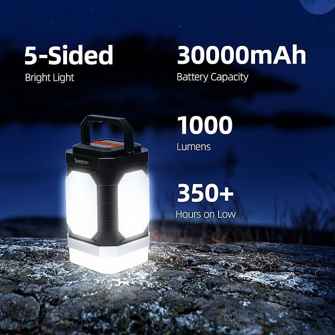 Sinvitron Camping Lantern Rechargeable??0,000mAh Portable Camping Lights, QC3.0 Fast Charging,1000