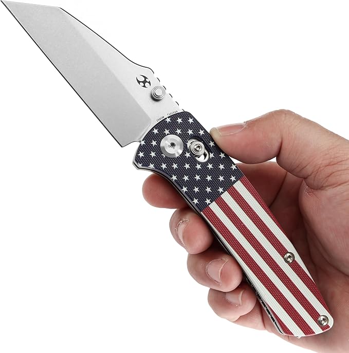 KANSEPT Main Street Pocket Folding Knife, 3.36 Inch 154CM Sharp Steel Blade, American Flag G10