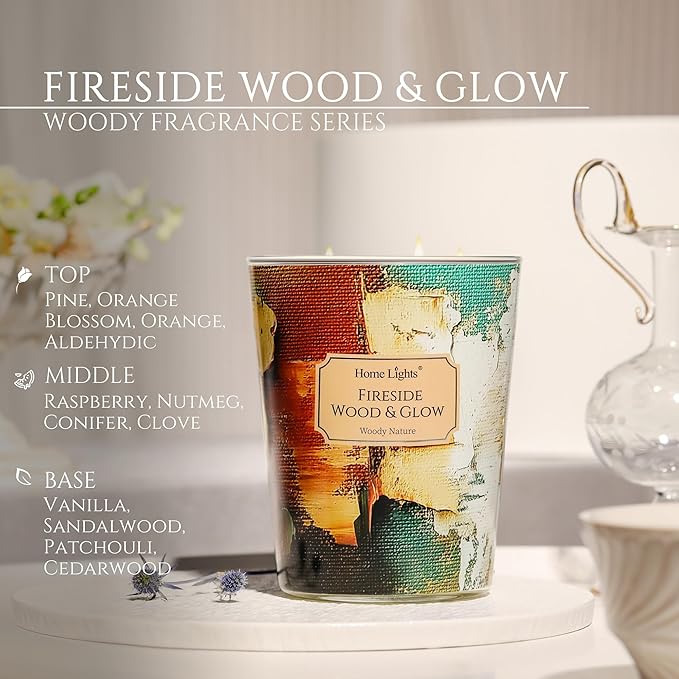 HomeLights 3-Wick Candles for Home Scented - 34oz Soy Wax Blend Candle Long-Lasting Fragrance