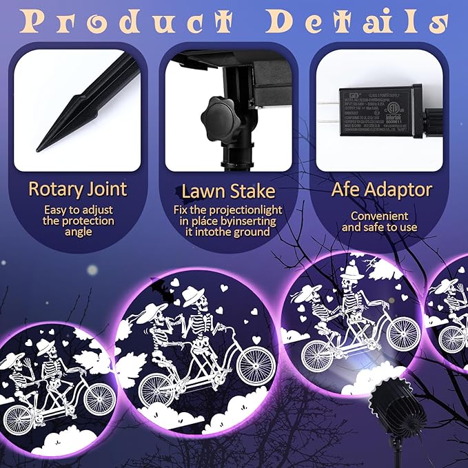 Halloween Projector Light with 1 Film Slides Holiday LED Projector Lights Outdoor Reflectors
