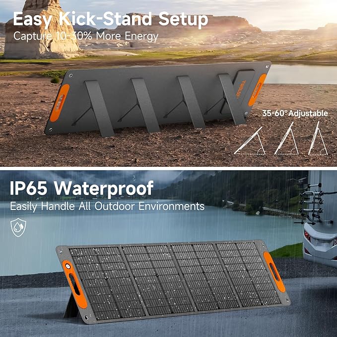 120W Portable Solar Panel for Power Station, 24% High Efficiency ETFE Foldable Solar Panel Charger