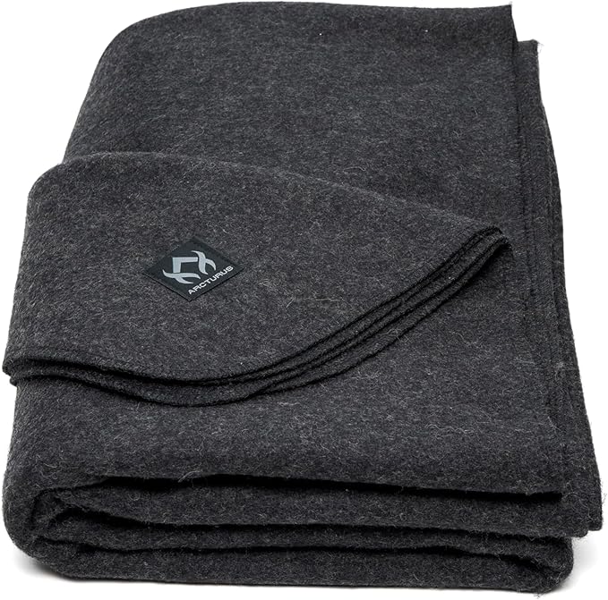 Arcturus Military Wool Blanket - Warm, Thick, Washable - Great for Outdoors, Camping, Stadium