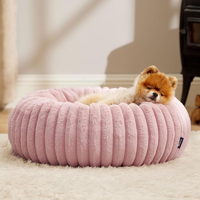 Bedsure Donut Small Dog Bed - Dog Beds for Small Dogs with Corduroy Fleece & Anti Slip Bottom
