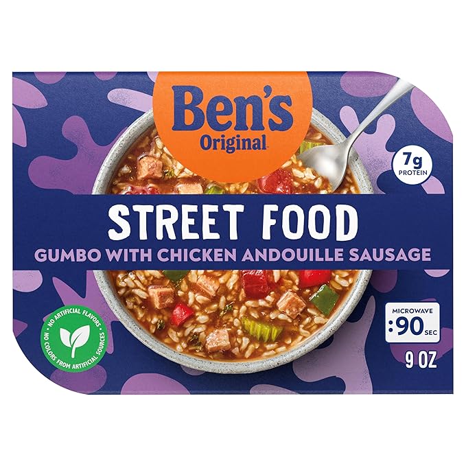 BEN'S ORIGINAL Street Food Gumbo with Chicken Andouille Sausage, Prepared Entrée, Microwave in 90