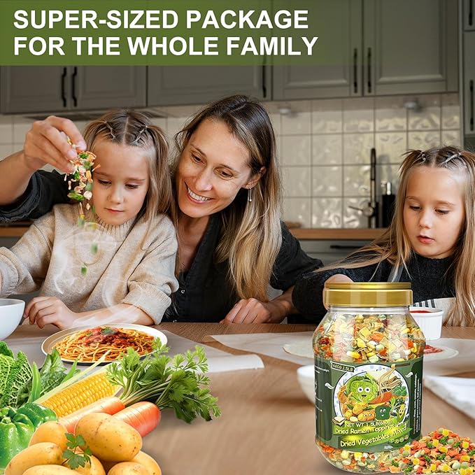 24Oz Mixed Ramen Toppings Dehydrated Soup, 680g All Natural Vegetable, 9 Freeze Dried Veggies for