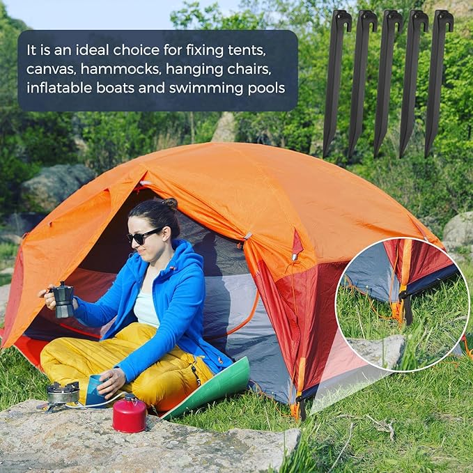 Yalikop 9 Inch Plastic Inflatable Tent Stakes Black Replacement Yard Inflatable Accessories for