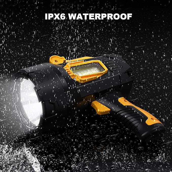 LBE Rechargeable Spotlight, Super Bright 90,000 Lumens Led Flashlight Handheld Spot Lights Outdoor