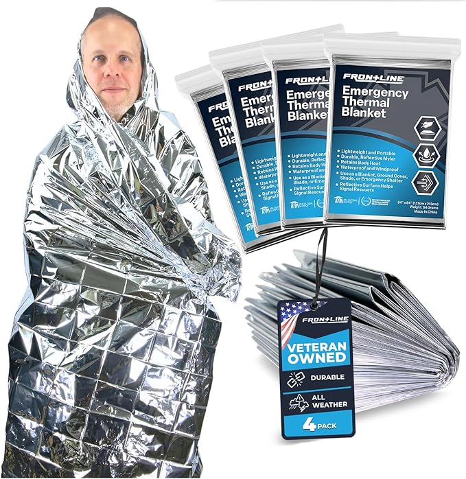 FRONTLINE Mylar Emergency Blankets 54" x 84" | Lightweight Thermal Survival Space Blanket