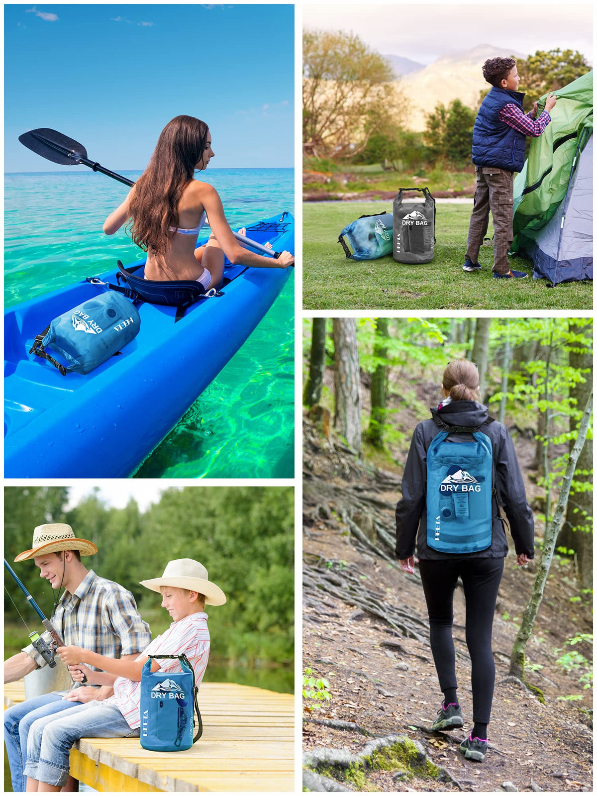 HEETA Dry Bag Waterproof Backpack with Phone Case (Transparent Blue, 10L)