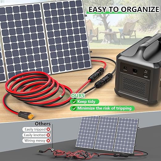 Solar to XT60i Extension Cable 12AWG 50FT XT60i Female to Male Connector for RV Foldable Solar