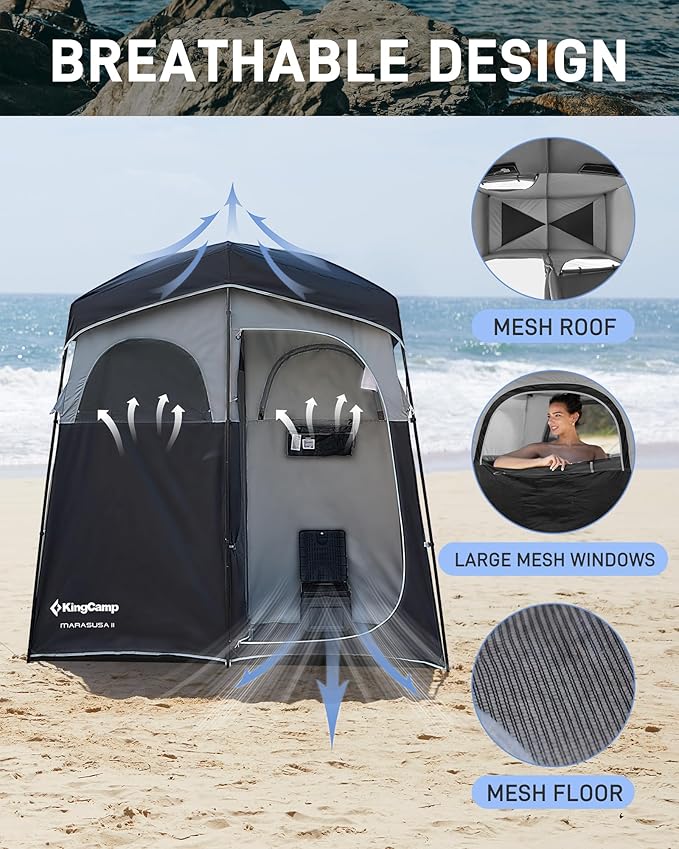 KingCamp Shower Tent, Portable Privacy Tent Outdoor Camping 1/2 Room Toilet Tents with Shower Bag &