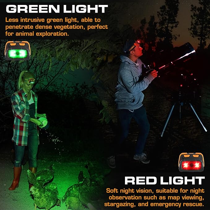 EverBrite 300 Lumens Headlamp with Red/Green/White Light Modes, Tail Light, Adjustable Headband