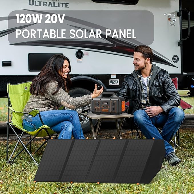 FlexSolar 120W Portable Solar Panel for 300/500/1000/1500W Power Station,IP67 Waterproof Folding