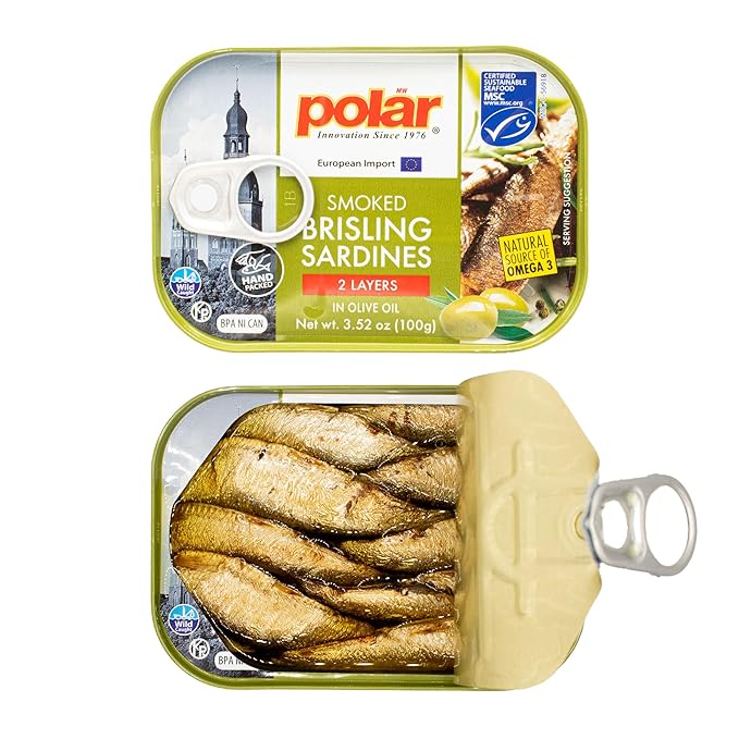 MW Polar Smoked Brisling Sardines, Wild Caught, in Olive Oil, 3.52-Ounce (Pack of 1)