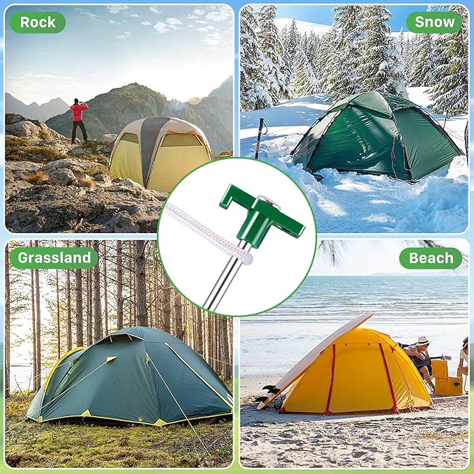 20 Pack Tent Stakes Heavy Duty, 9.6 Inch Camping Stakes, Non-Rust Metal Tent Pegs, Ground Stakes