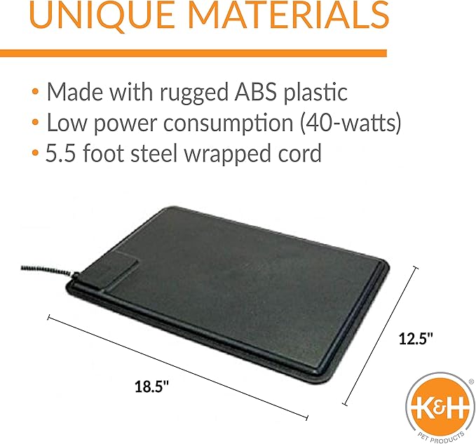 K&H Pet Products Heated Extreme Weather Outdoor Kitty Pad, Waterproof Heated Cat Mat, Pet Warmer