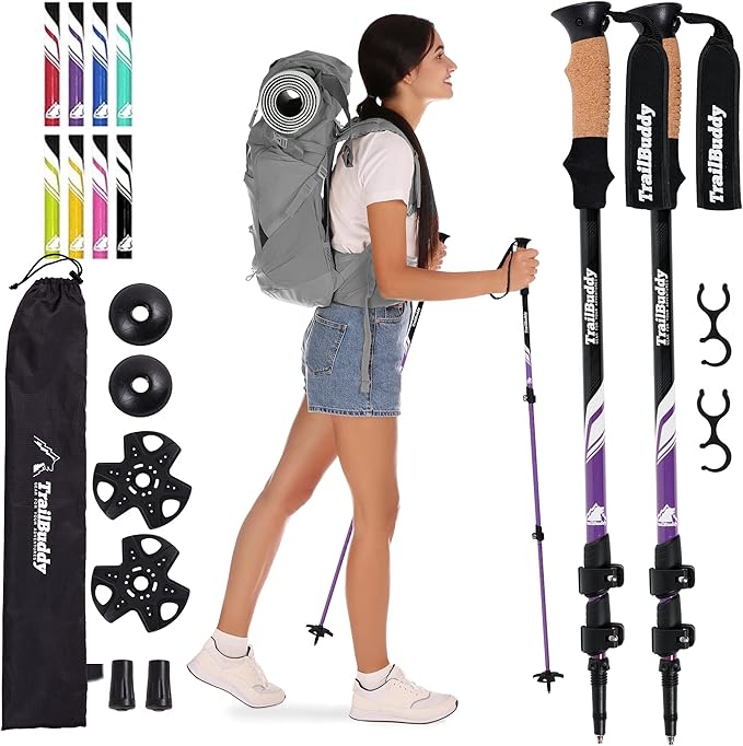 TrailBuddy Trekking Poles ??Lightweight 7075 Aluminum Hiking Poles for Women, Men & Seniors