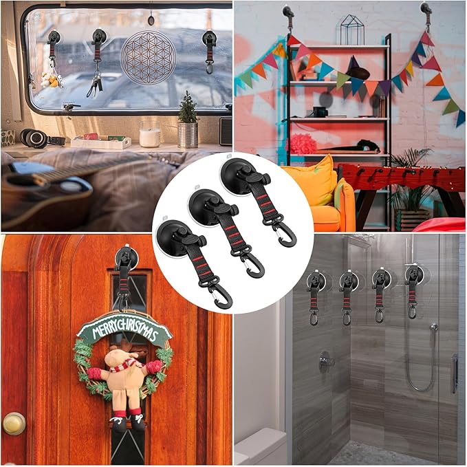 Maitys Heavy Duty Suction Cups with Hooks Tie Down Strong Suction Cup Anchor Car Camping
