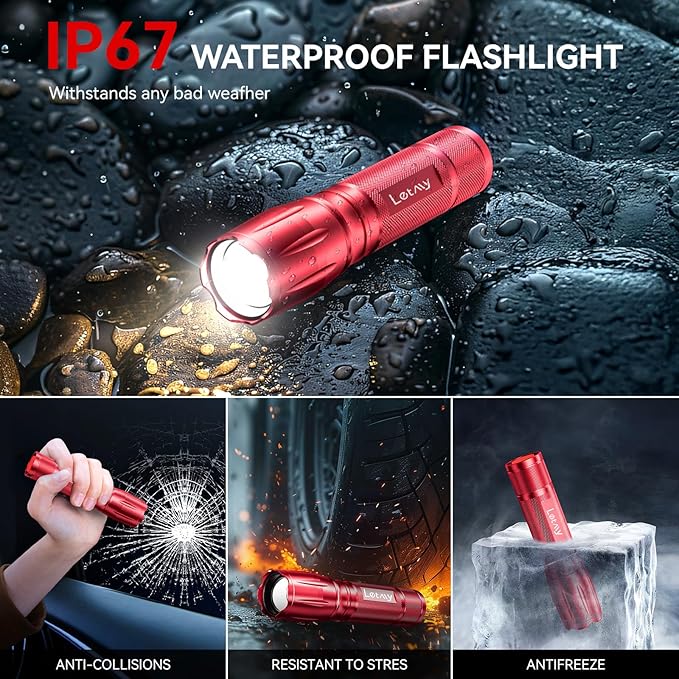 LETMY Tactical Flashlight - 2 Pack Bright Military Grade Flashlights High Lumens - Portable