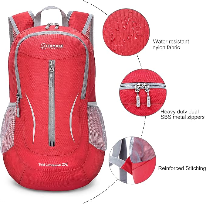 ZOMAKE Ultra Lightweight Packable Backpack 25L, Foldable Hiking Backpacks Water Resistant Small