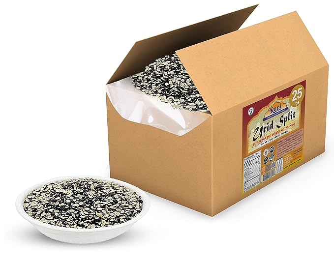 Rani Urid/Urad Split Chilka (Split Matpe Beans with Skin) Indian Lentils 400oz (25lbs) 11.36kg Bulk