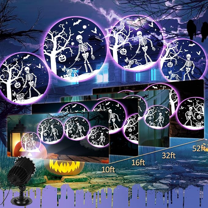 Halloween Projector Light with 1 Film Slides Holiday LED Projector Lights Outdoor Reflectors